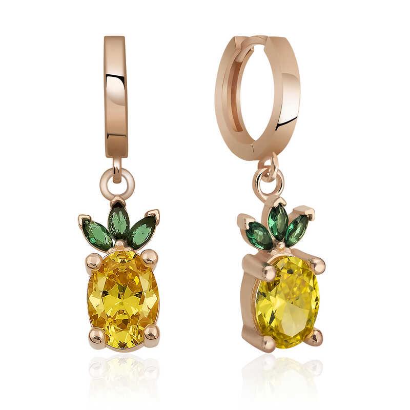 Hk Gümüş Kadın Küpe Ananas Figür Meyve |Gümüş Takı Hediyelik Ürünler