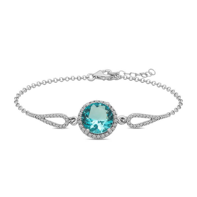 Hk Gümüş Kadın Bileklik Aquamarine |Gümüş Takı Hediyelik Ürünler