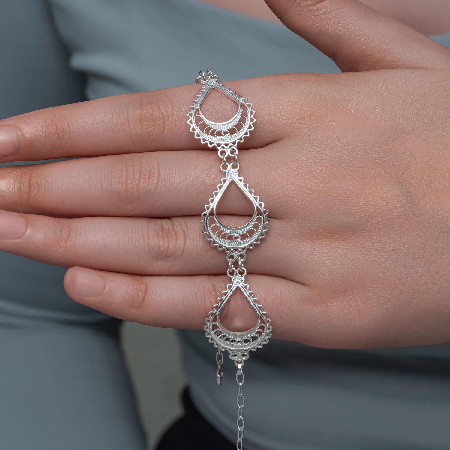 Hk Gümüş  Kadın Bileklik Ay Dansı Telkari|Gümüş Takı Hediyelik Ürünler