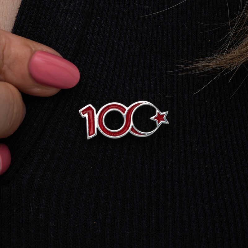 Hk Gümüş Rozet Ay Yıldız 100.Yıl |Gümüş Takı Hediyelik Ürünler