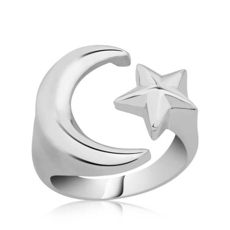 Hk Gümüş Erkek Yüzük Ay Yıldız |Gümüş Takı Hediyelik Ürünler
