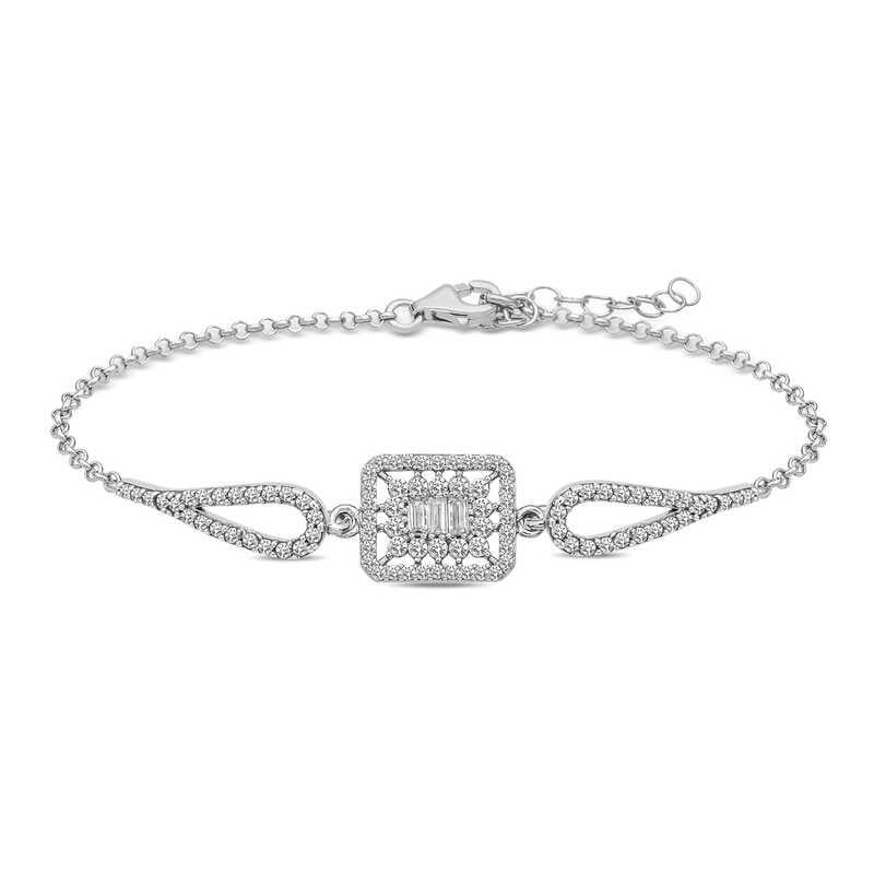 Gümüş Baget Taşlı Bileklik