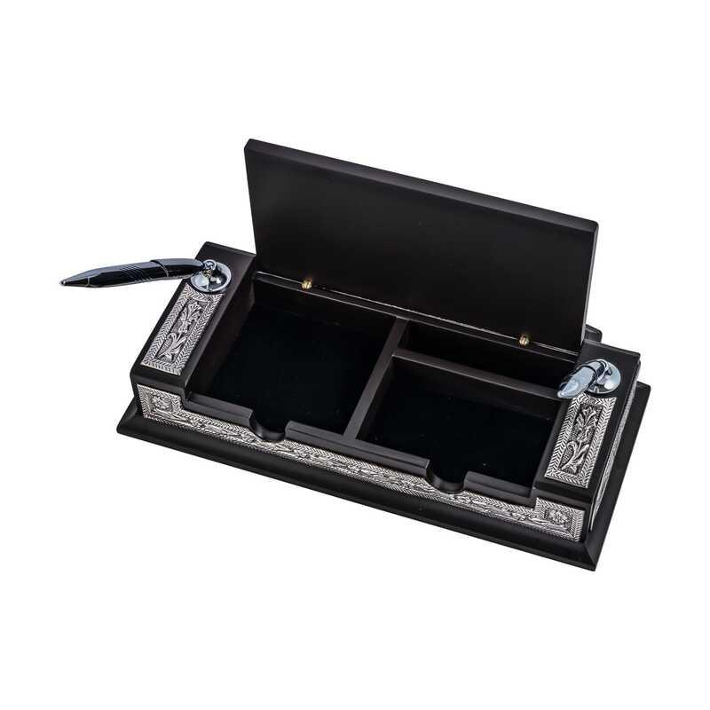 Hk Gümüş Masa Üstü Kalemlik Çiçek Desenli Besmele|Gümüş Takı Hediyelik Ürünler