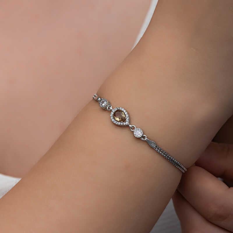 Hk ​Gümüş Kadın Bileklik Damla Zultanit Taşlı |Gümüş Takı Hediyelik Ürünler