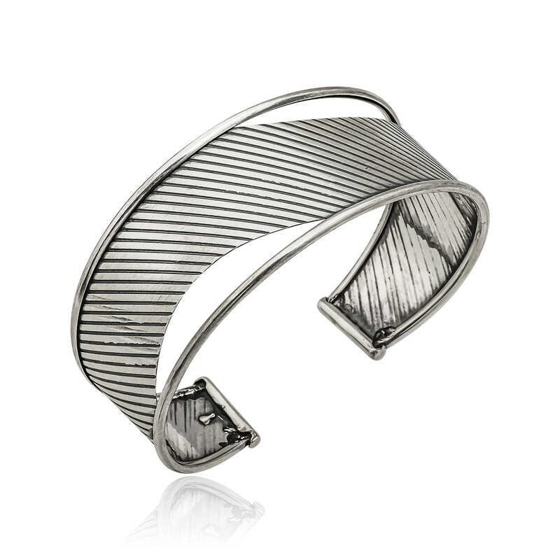 Hk Gümüş Kadın Bilezik Eskitme Desenli |Gümüş Takı Hediyelik Ürünler