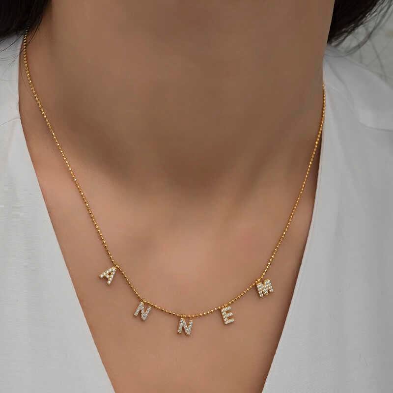 Hk ​Gümüş Kadın Kolye Gold Annem Yazılı |Gümüş Takı Hediyelik Ürünler