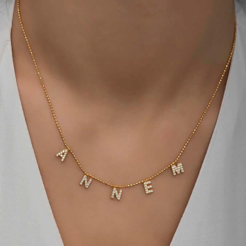 Hk ​Gümüş Kadın Kolye Gold Annem Yazılı |Gümüş Takı Hediyelik Ürünler