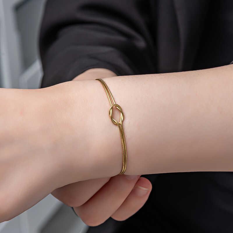 Hk Gümüş Kadın Bileklik Gold Aşk Düğüm |Gümüş Takı Hediyelik Ürünler