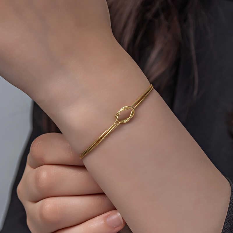 Hk Gümüş Kadın Bileklik Gold Aşk Düğüm |Gümüş Takı Hediyelik Ürünler