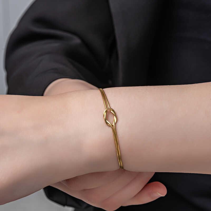 Hk Gümüş Kadın Bileklik Gold Aşk Düğüm |Gümüş Takı Hediyelik Ürünler