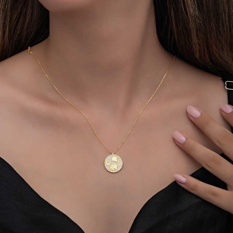 Hk Gümüş Kadın Kolye Gold Fil Motifli Şans |Gümüş Takı Hediyelik Ürünler