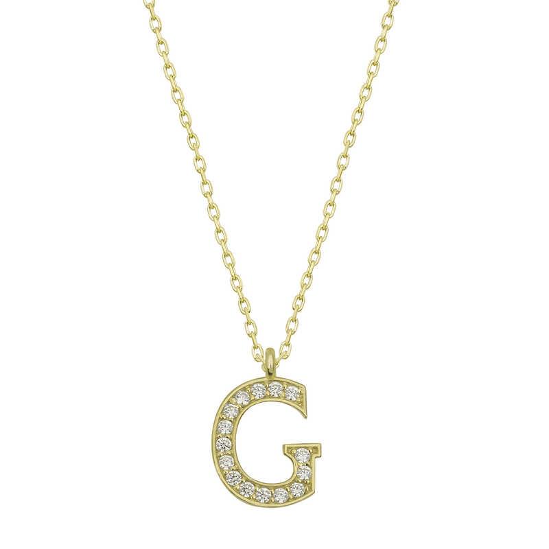 Hk Gümüş Kadın Kolye Gold G Harfi |Gümüş Takı Hediyelik Ürünler