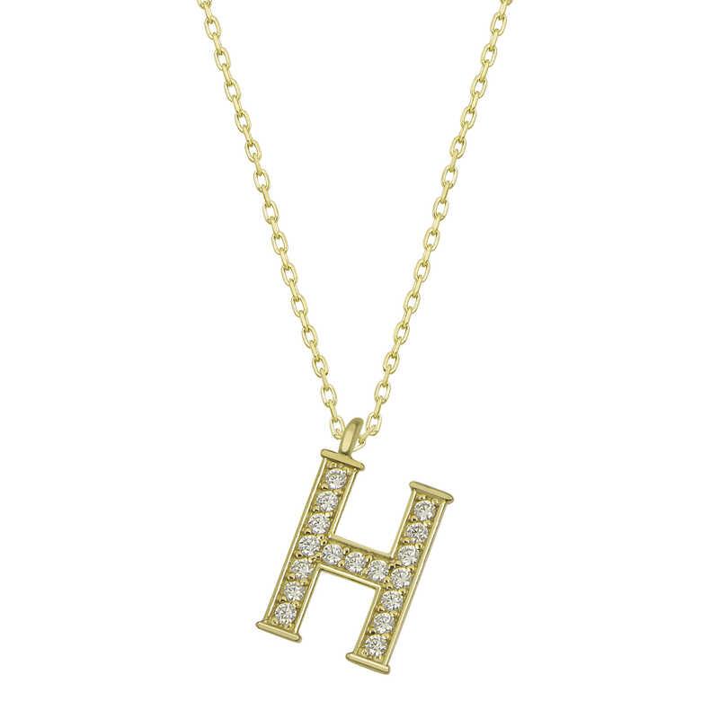 Hk Gümüş Kadın Kolye Gold H Harfi |Gümüş Takı Hediyelik Ürünler