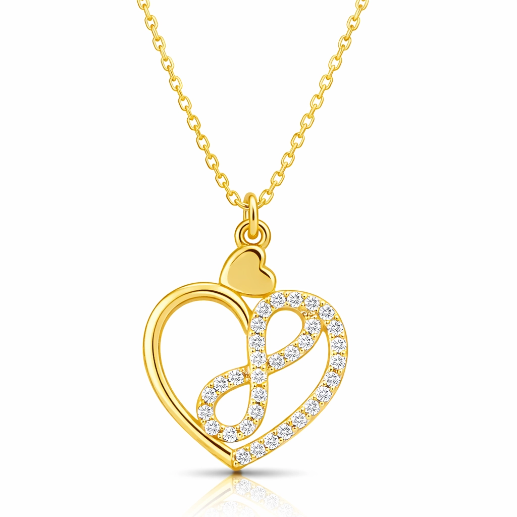 Hk Gümüş Kadın Kolye Gold Kalp İçinde Sonsuzluk |Gümüş Takı Hediyelik Ürünler