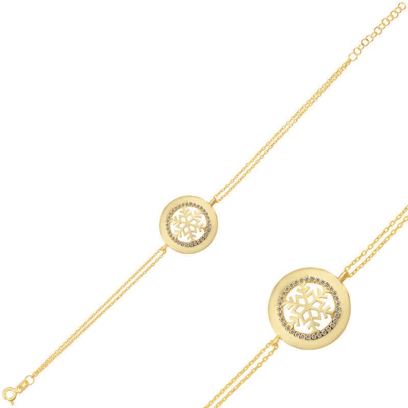 Hk Gümüş Kadın Bileklik Gold Kar Tanesi |Gümüş Takı Hediyelik Ürünler