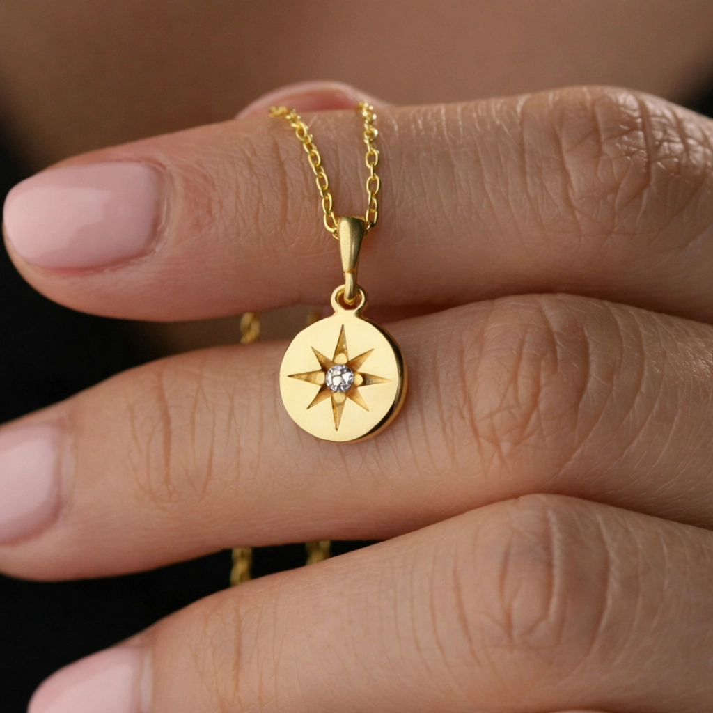Hk Gümüş Gold Minimal Yıldız Kadın Kolye|Gümüş Takı Hediyelik Ürünler