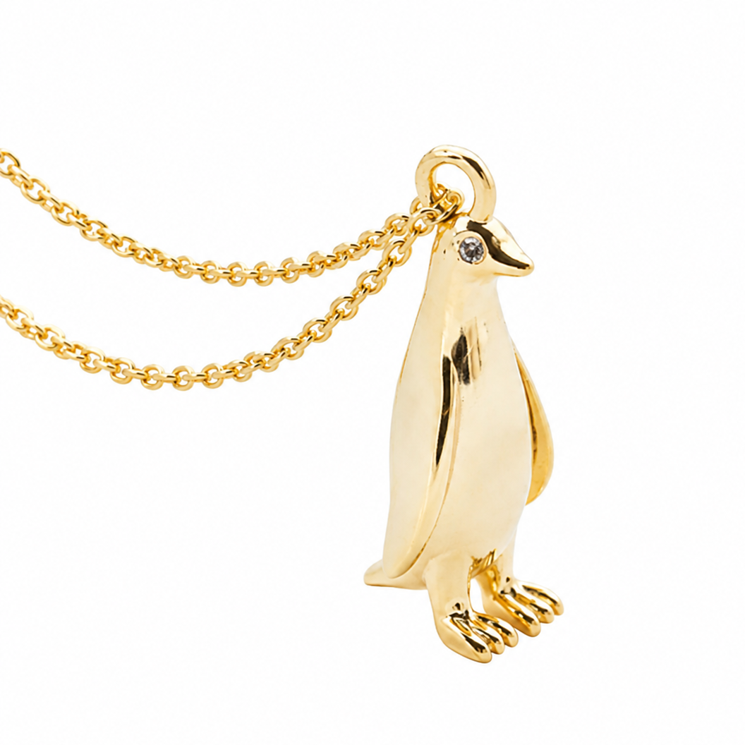 Hk ​Gümüş Gold Penguen Kadın Kolye | Gümüş Takı Hediyelik Ürünler
