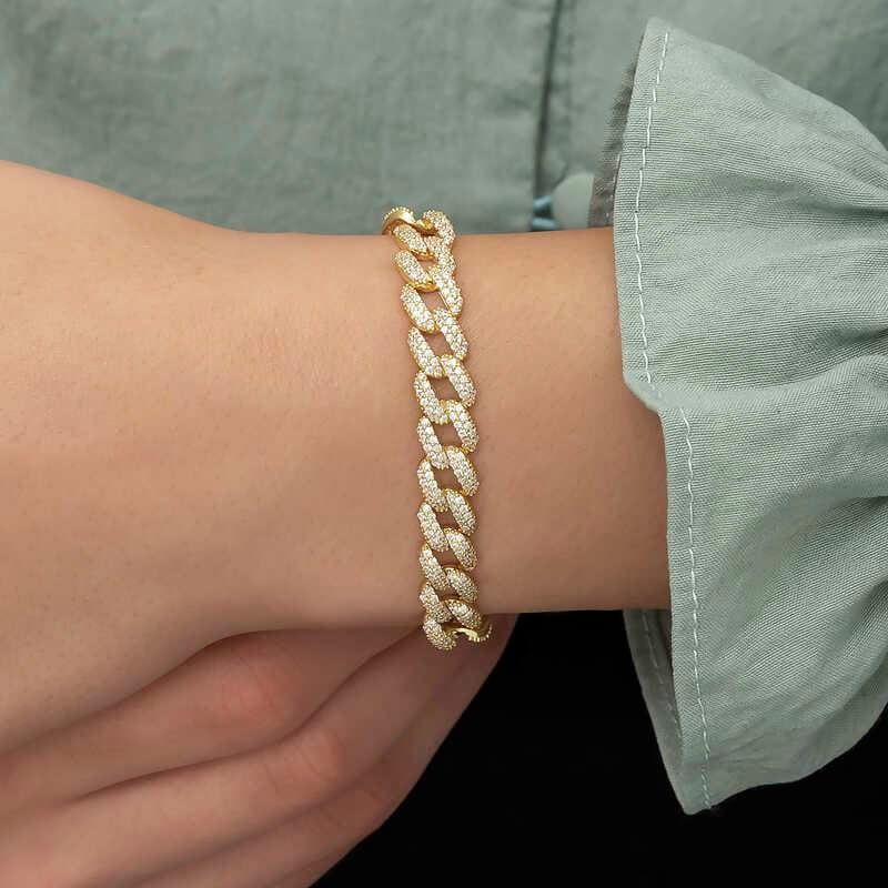 Hk Gümüş Kadın Bileklik Gold Taşlı Gurmet |Gümüş Takı Hediyelik Ürünler