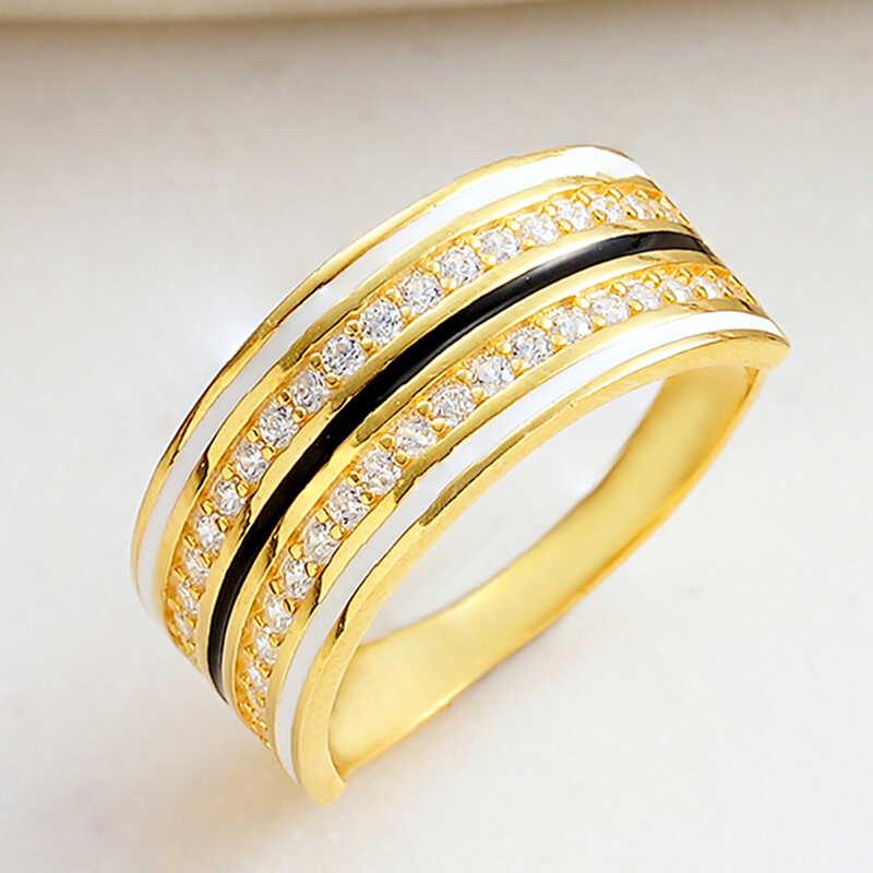 Hk Gümüş Kadın Yüzük Gold Zirkon Taşlı |Gümüş Takı Hediyelik Ürünler