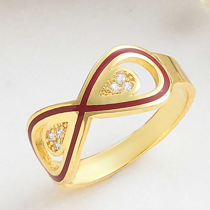 Hk Gümüş Kadın Yüzük Gold Zirkon Taşlı Sonsuzluk |Gümüş Takı Hediyelik Ürünler