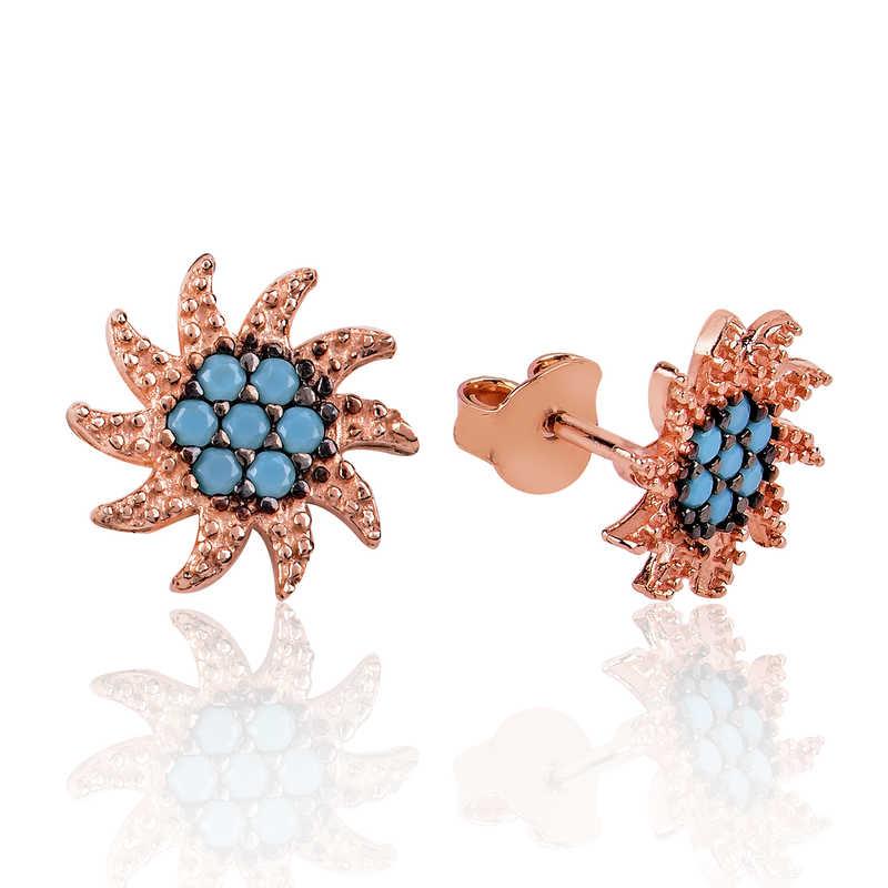 Hk Gümüş Kadın Küpe Güneş Çivili |Gümüş Takı Hediyelik Ürünler