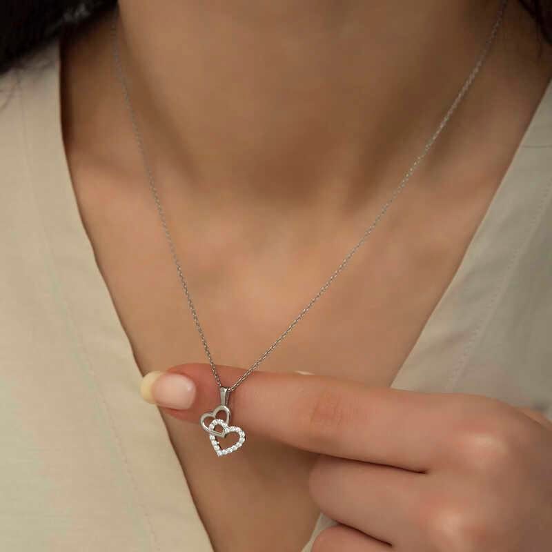 Hk Gümüş Kadın Kolye Kalp |Gümüş Takı Hediyelik Ürünler