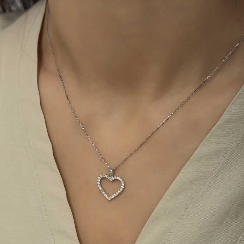 Hk Gümüş Kadın Kolye Kalp |Gümüş Takı Hediyelik Ürünler