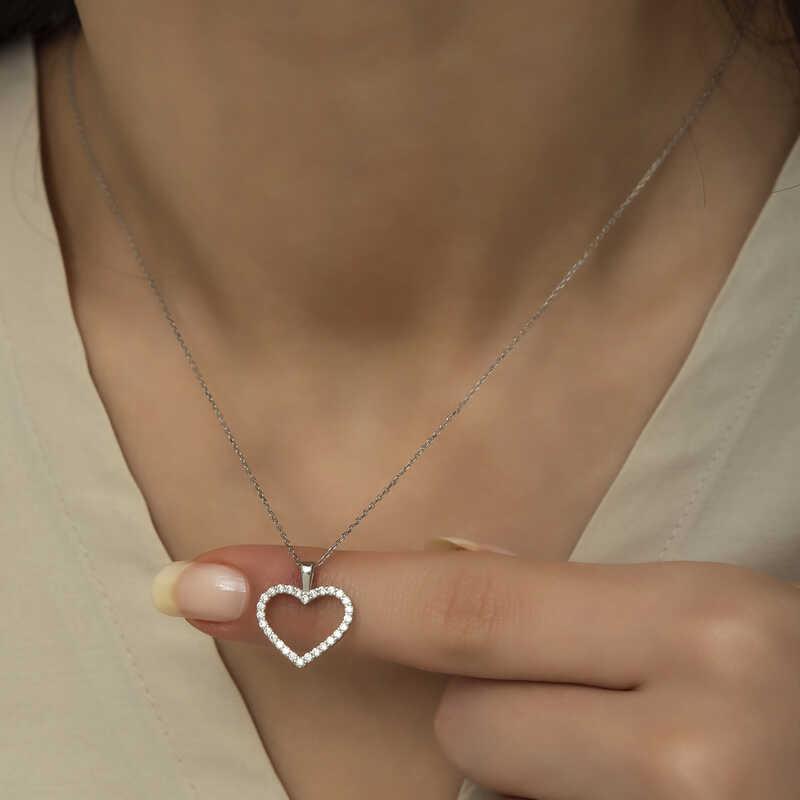 Hk Gümüş Kadın Kolye Kalp |Gümüş Takı Hediyelik Ürünler