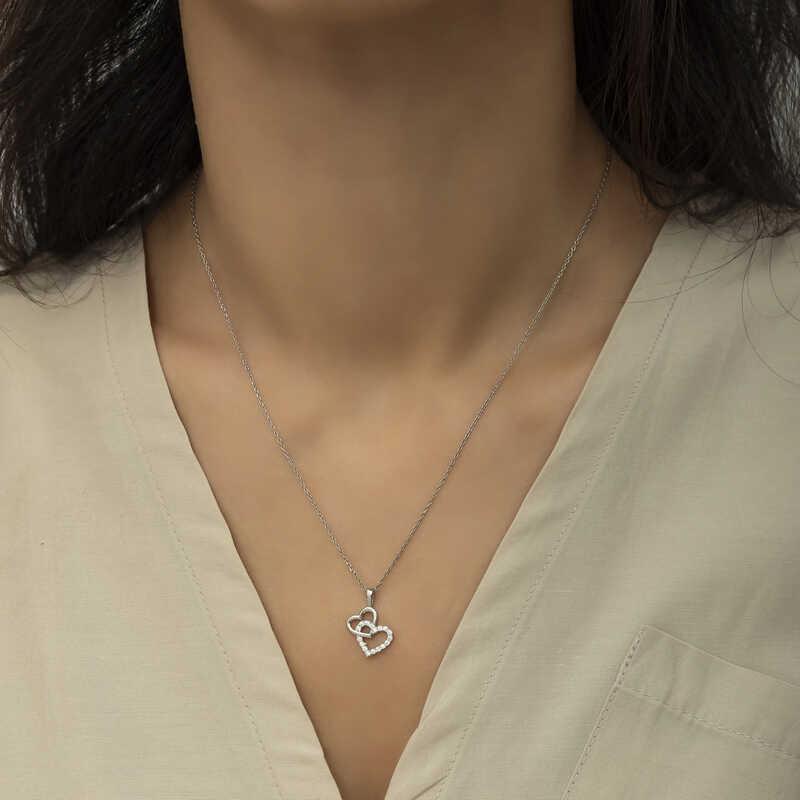Hk Gümüş Kadın Kolye Kalp |Gümüş Takı Hediyelik Ürünler