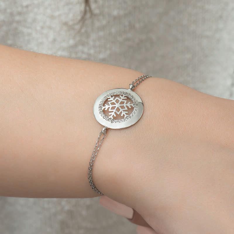 Hk Gümüş Kadın Bileklik Kar Tanesi |Gümüş Takı Hediyelik Ürünler