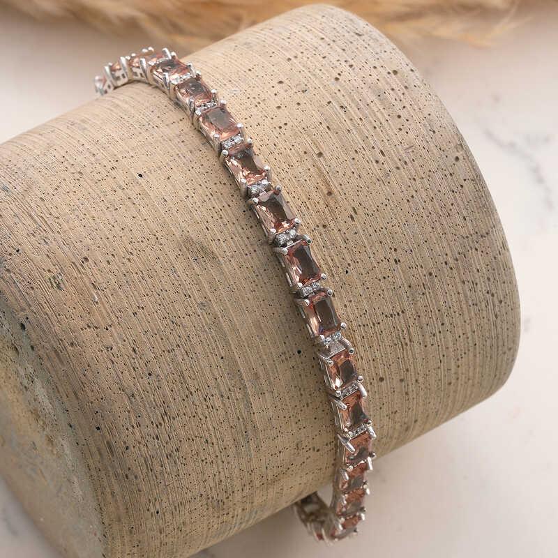 Hk ​Gümüş Kadın Bileklik Kare Zultanit Taşlı |Gümüş Takı Hediyelik Ürünler