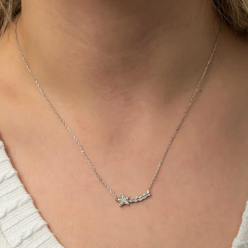 Hk Gümüş Kadın Kolye Kayan Yıldız |Gümüş Takı Hediyelik Ürünler