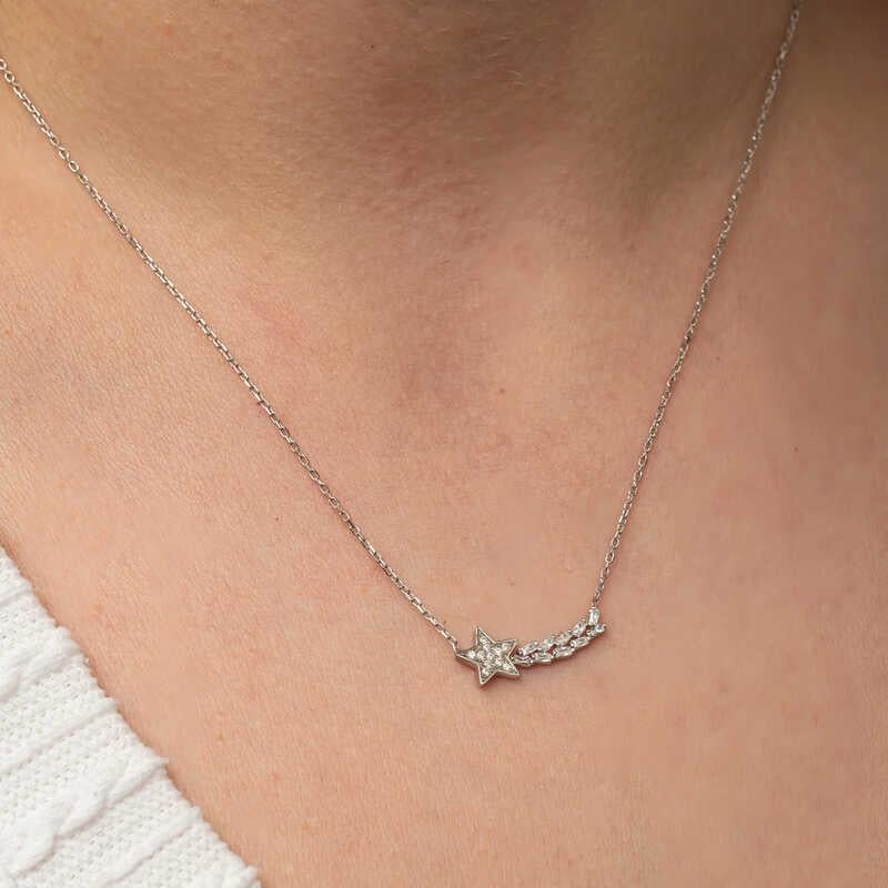 Hk Gümüş Kadın Kolye Kayan Yıldız |Gümüş Takı Hediyelik Ürünler