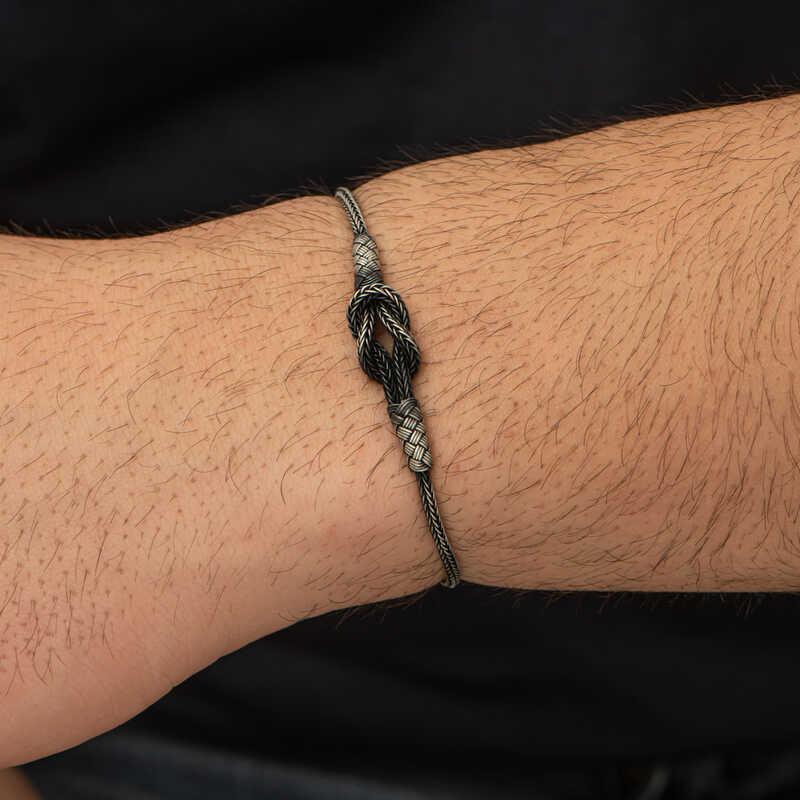Hk Gümüş Erkek Bileklik Kazaziye Düğüm|Gümüş Takı Hediyelik Ürünler