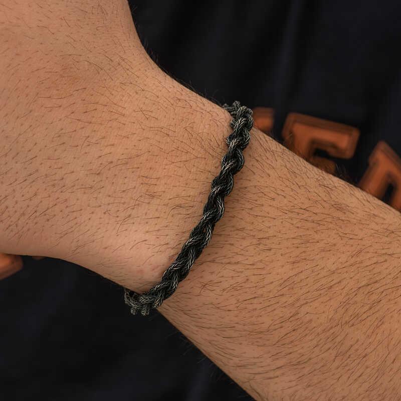 Hk Gümüş Erkek Bileklik Kazaziye Örgü|Gümüş Takı Hediyelik Ürünler