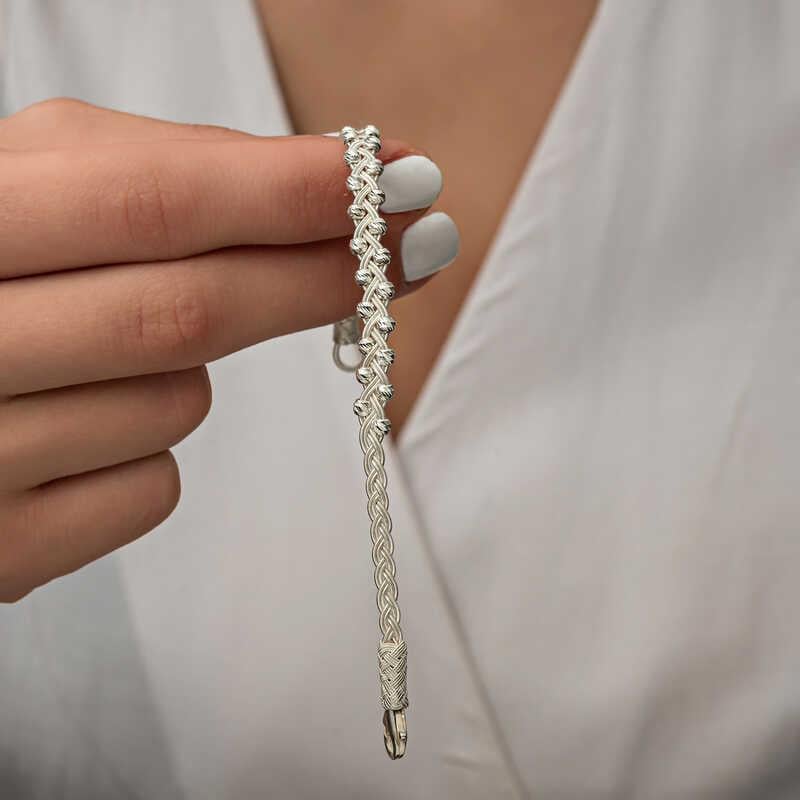 Hk Gümüş Kadın Bileklik Kazaziye Örgü|Gümüş Takı Hediyelik Ürünler