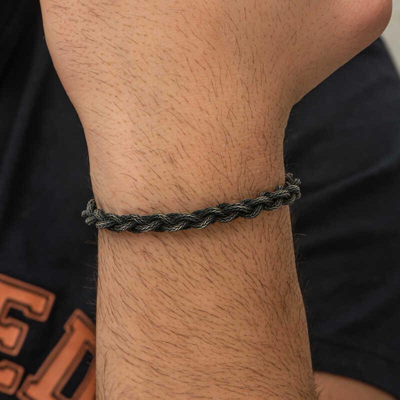 Hk Gümüş Erkek Bileklik Kazaziye Örgü|Gümüş Takı Hediyelik Ürünler