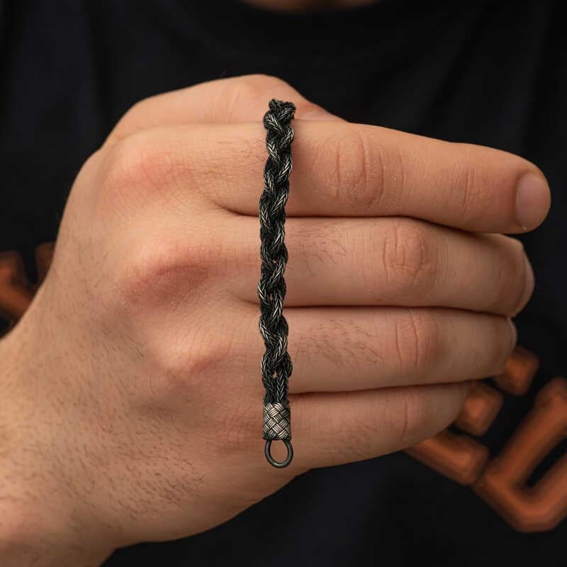 Hk Gümüş Erkek Bileklik Kazaziye Örgü|Gümüş Takı Hediyelik Ürünler