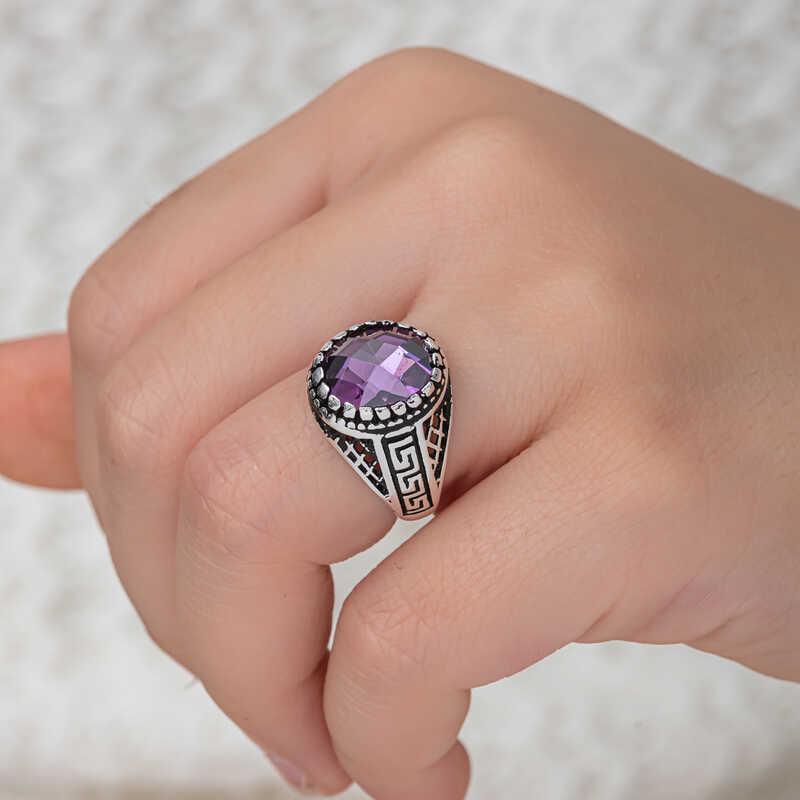 Hk Gümüş Çocuk Erkek Yüzük Lila Zirkon Taşlı |Gümüş Takı Hediyelik Ürünler
