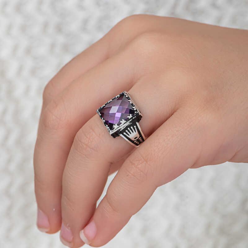 Hk Gümüş Çocuk Erkek Yüzük Lila Zirkon Taşlı |Gümüş Takı Hediyelik Ürünler