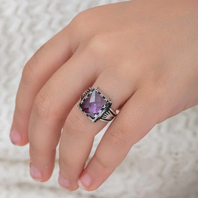 Hk Gümüş Çocuk Erkek Yüzük Lila Zirkon Taşlı |Gümüş Takı Hediyelik Ürünler