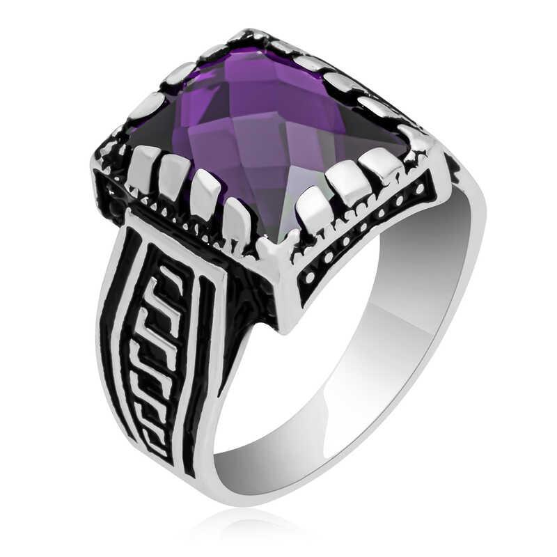 Hk Gümüş Çocuk Erkek Yüzük Lila Zirkon Taşlı |Gümüş Takı Hediyelik Ürünler