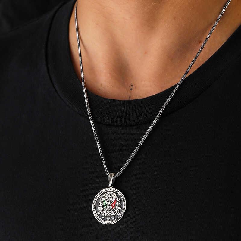 Hk Gümüş Erkek Kolye Osmanlı Armalı |Gümüş Takı Hediyelik Ürünler