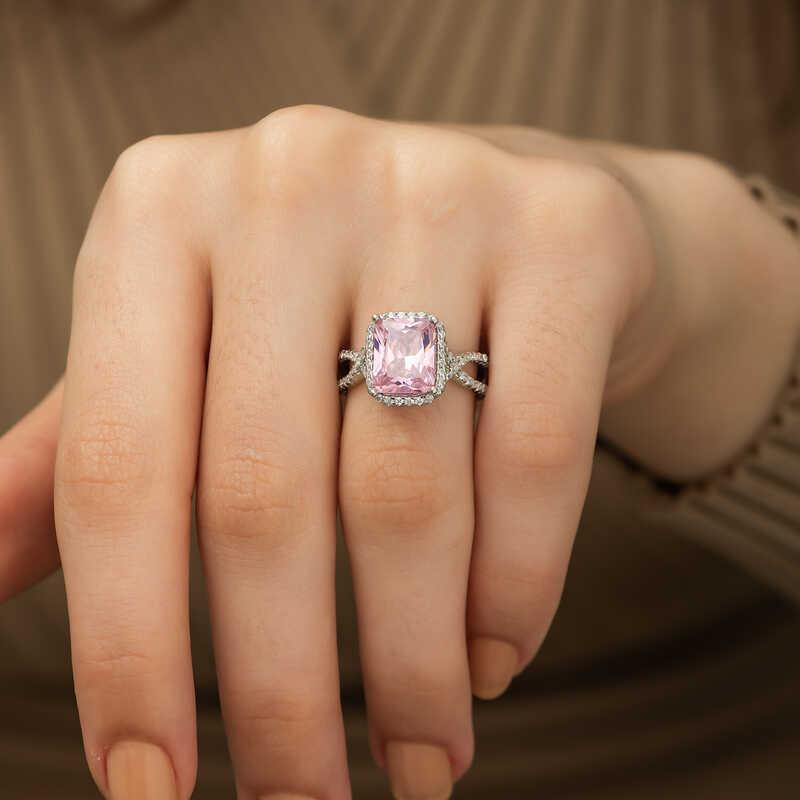Hk Gümüş Kadın Yüzük Pembe Baget |Gümüş Takı Hediyelik Ürünler