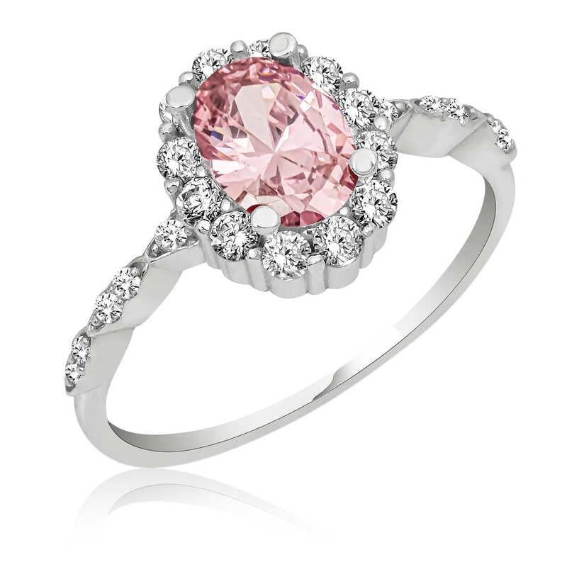 Hk Gümüş Kadın Yüzük Pembe Oval Taşlı |Gümüş Takı Hediyelik Ürünler