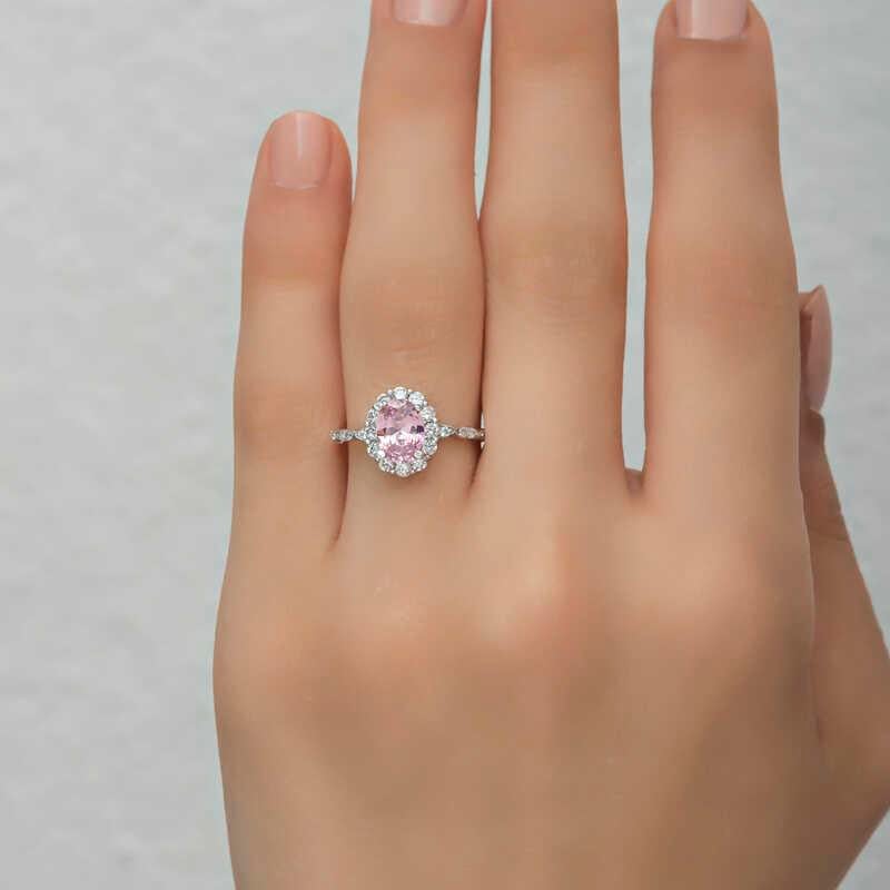 Hk Gümüş Kadın Yüzük Pembe Oval Taşlı |Gümüş Takı Hediyelik Ürünler