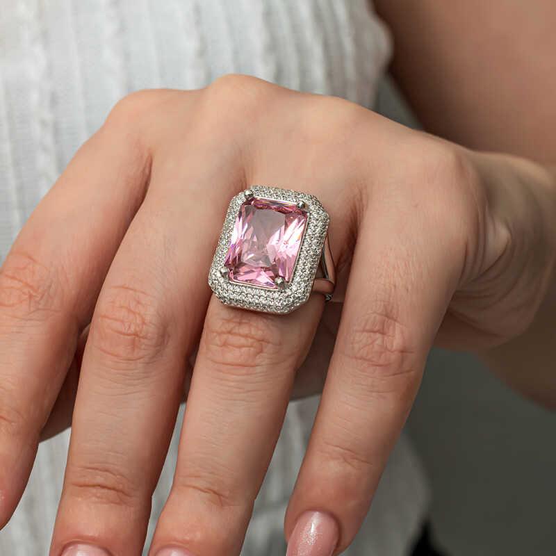 Hk Gümüş Kadın Yüzük Pembe Zirkon Taşlı |Gümüş Takı Hediyelik Ürünler