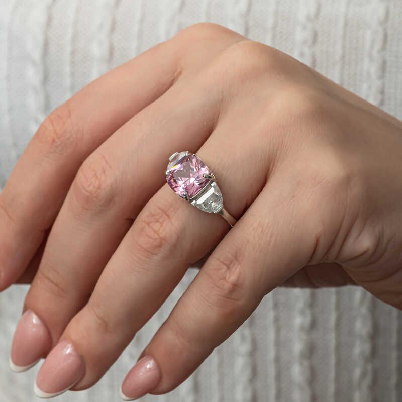 Hk Gümüş Kadın Yüzük Pembe Zirkon Taşlı |Gümüş Takı Hediyelik Ürünler