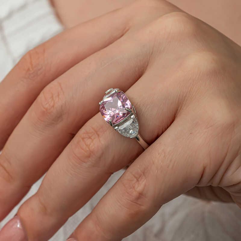 Hk Gümüş Kadın Yüzük Pembe Zirkon Taşlı |Gümüş Takı Hediyelik Ürünler