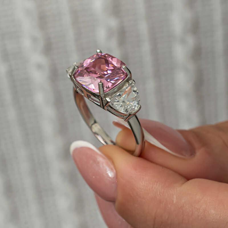 Hk Gümüş Kadın Yüzük Pembe Zirkon Taşlı |Gümüş Takı Hediyelik Ürünler